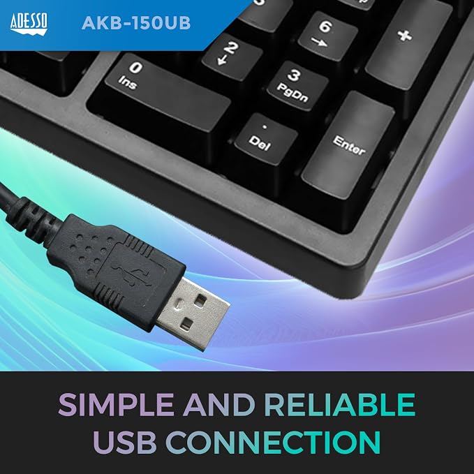 Adesso Ergonomic USB Keyboard, 105-Key US Layout AKB-150UB | Integrated Palm Rest, Split Key Design, Multimedia and Internet Hotkeys - Image 5