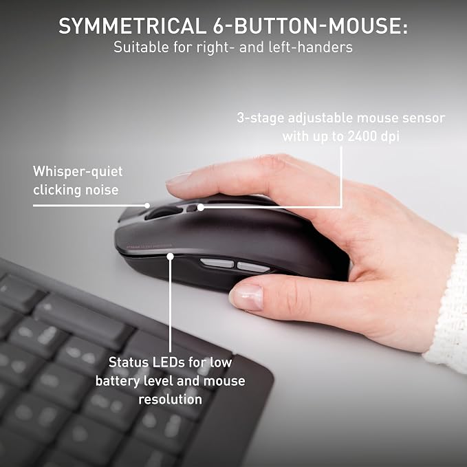 CHERRY Stream Desktop, Wireless Keyboard & Mouse Combo | 2.4 GHz Connection, Quiet Keys, Slim Design, Comfortable Writing, Battery-Powered, QWERTY, Black - Image 5