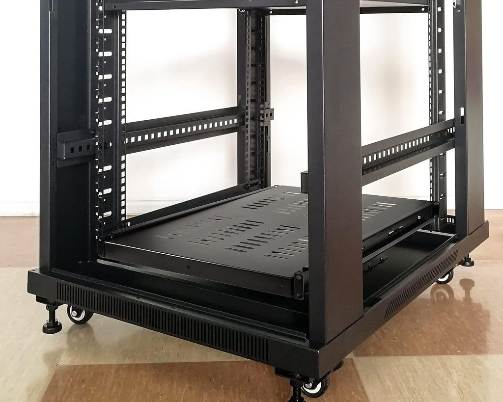 1U Adjustable Rack Mount Shelf Vented Server Rack Drawer 175 lbs 27.5 to 38 Inch Adjustable Mounting Depth Blanking Panel Kit Universal Tray for 19 Inch AV/Network Equipment, Black(1 Piece) - Image 3