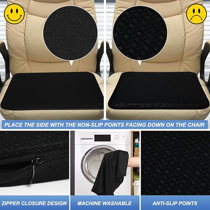 Gel Seat Cushion for Long Sitting-Two Sizes Gel Cushion (Thick＆Large) | 19"x17.5"x2.8" / 38"x17.5"x1.4" (Fold/Expand), Zero Gel Cushion for Pressure Relief, Honeycomb Gel Seat Cushion with Two Size - Image 6