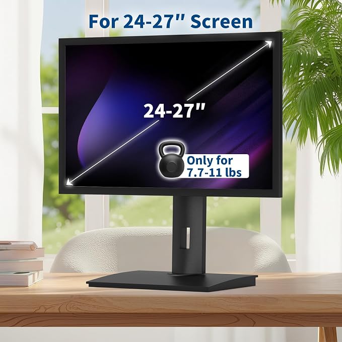 Single Vesa Monitor Stand for Monitor 24″ - 27″ Weight 7.7-11 lb | Spring-Adjustable Height, Swivel, Tilt, Rotation, Computer Screens Vesa 75x75/100x100 Monitor Desk Mount for Office Home - Image 3