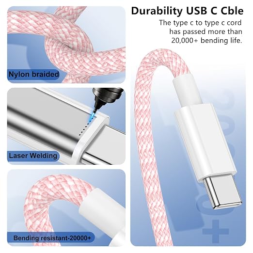 USB C to C Charger Cable 10ft, 60W Type C to C Fast Charging Cable Cord Long for Apple iPhone 17 Pro Max/17 Air/16 Pro Max/16 Pro/15 Plus/15 Pro Max/MacBook 2021/2020/2019,iPad Pro/Mini/Samsung Galaxy - Image 4