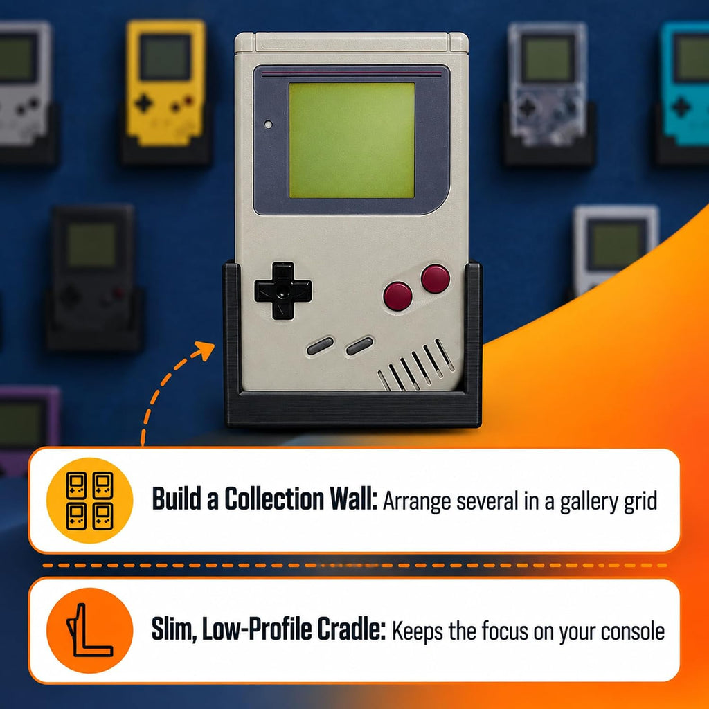 SplashNColor Wall Mount for Game Boy – Display Stand Holder for Handheld Console | Friction Fit Cradle | No Screws Needed | Retro Gaming Collection Showcase for Shelves and - Image 6