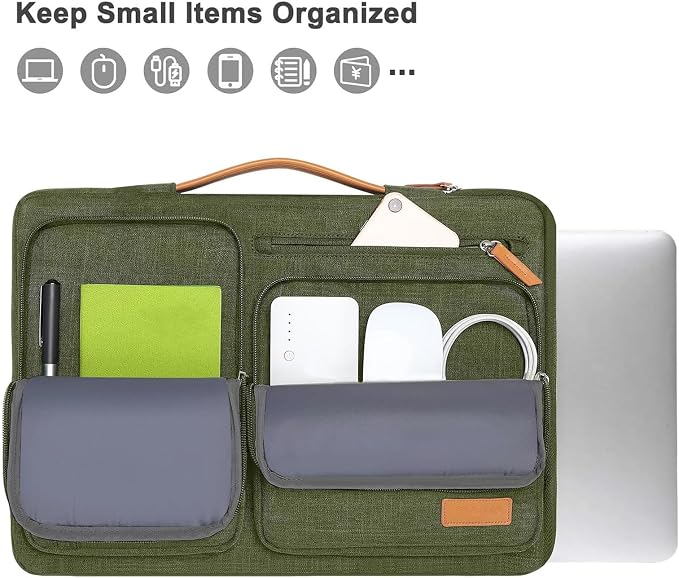 MOSISO 360 Protective Laptop Case 17.3 inch, 17-17.3 inch Laptop Sleeve | Compatible with Dell HP Lenovo Asus Acer Alienware, Side Open Carrying Case with 4 Zipper Pockets, Olive Green - Image 2