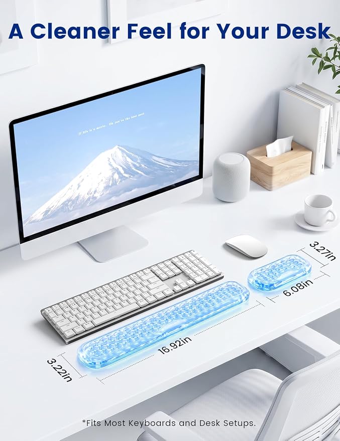 Vaydeer Gel Wrist Rest Set for Keyboard and Mouse, Ergonomic Wrist Support | Cooling Gel Keyboard and Mouse Wrist Pads with Non-Slip Base for Typing, Gaming, Laptop, Home Office, Glacier Blue - Image 7