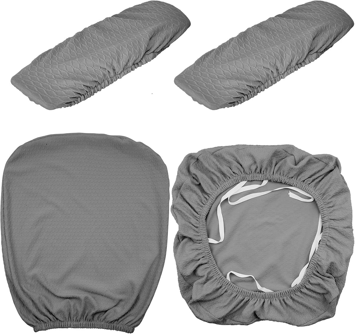 4 Pcs Office Chair Covers Set Computer Armrest Slipcover Seat, Gray - Image 2