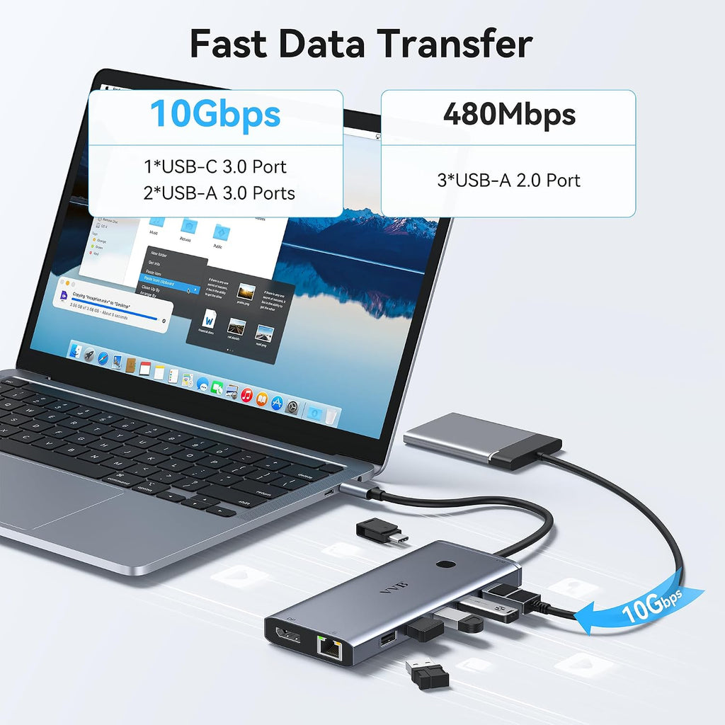 USB C Docking Station Dual Monitor 4K HDMI Laptop Docking Station 3 Monitor - Image 6