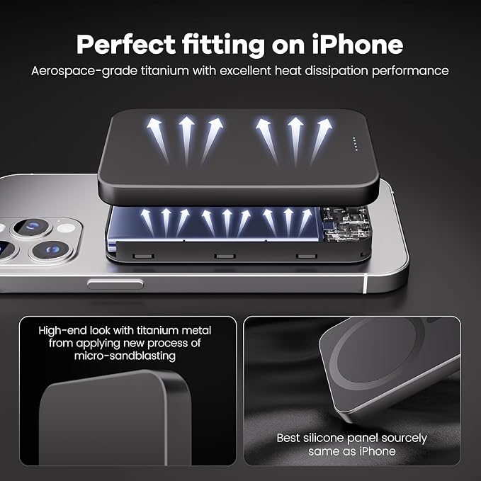 Power Bank, Ultra-Thin 10,000mAh Magnetic Wireless Portable Charger, 22.5W Fast Charging Battery Pack, Comes with USB-C Cable, Designed for iPhone Air /17/16/15/14/13/12, - Image 6