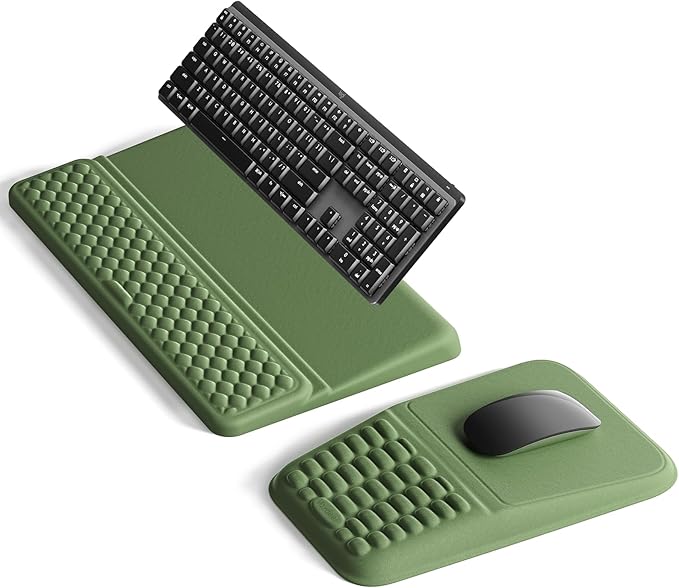 Vaydeer Keyboard Stand and Mouse Pad Set with Wrist Rest, Soft Memory Foam Wrist Support, Ergonomic Wrist Cushion for Desk, Relieves Carpal Tunnel Pain, Palm Hand Typing for Office, Gaming, Green by Vaydeer