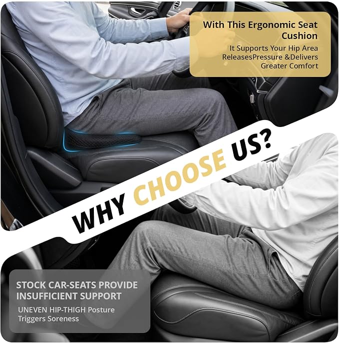 Car Seat Cushions for Driving | Car Seat Cushions,Relieve Sciatica & Back Pain, Improve Driving Posture, Ergonomic Truck Seat Cushion for Long Commute - Image 4