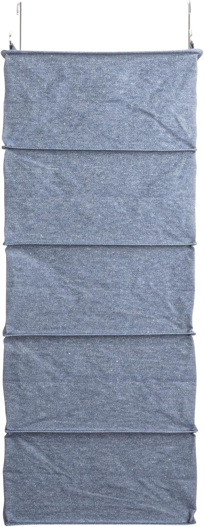 Household Essentials Hanging Cotton Blend and Plastic Closet Shoe Organizer with 10 Storage Compartments, Denim - Image 9