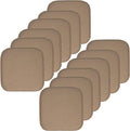 Sweet Home Collection Chair Cushion Memory Foam Pads Honeycomb Pattern Slip Non Skid Rubber Back Rounded Square 16" x 16" Seat Cover, 12 Pack, Charlotte Taupe by SweetHomeCollection