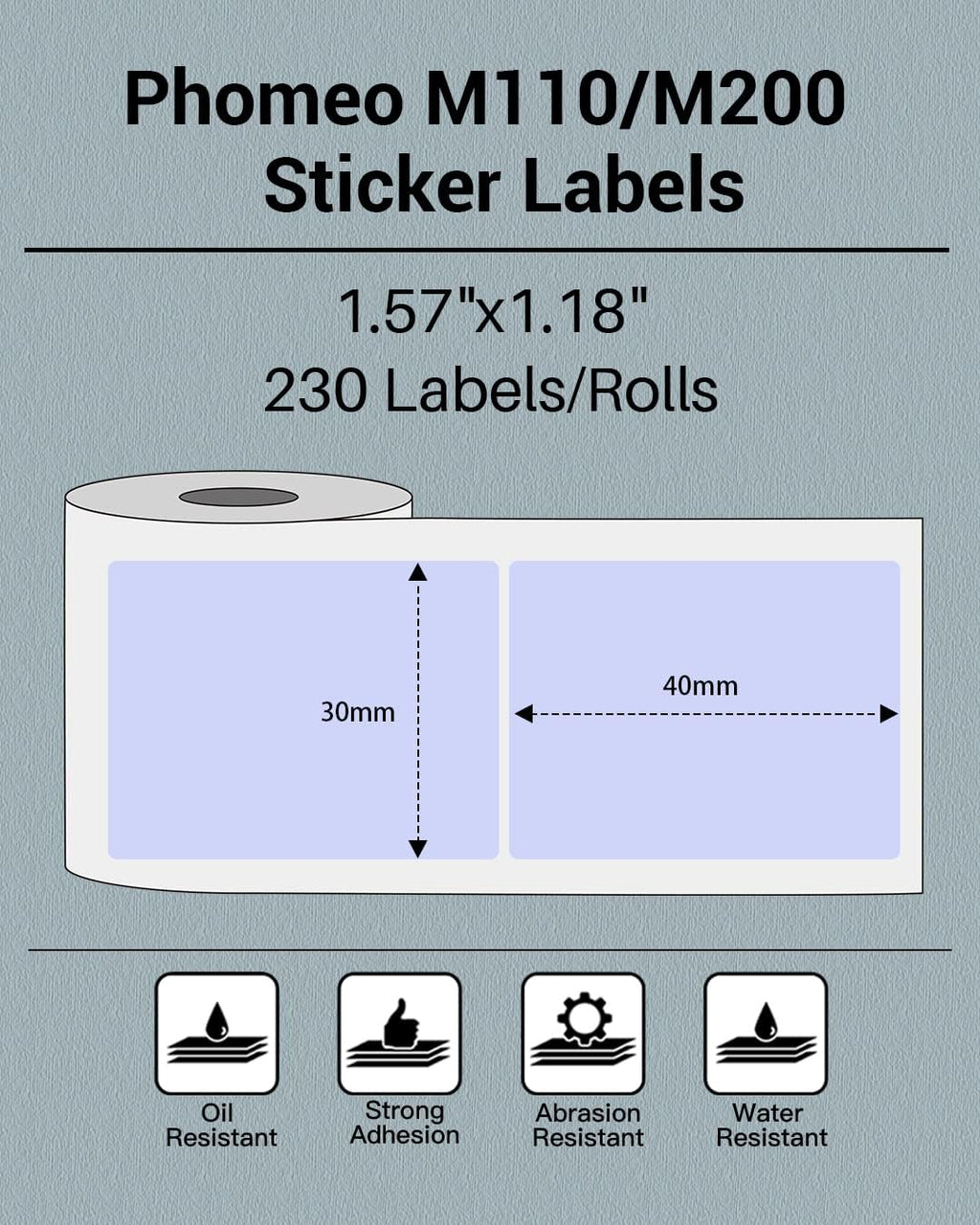 Phomemo Purple Labels, 1.57"x1.18" M110/M100/M220/M108 Thermal Stickers - Image 2