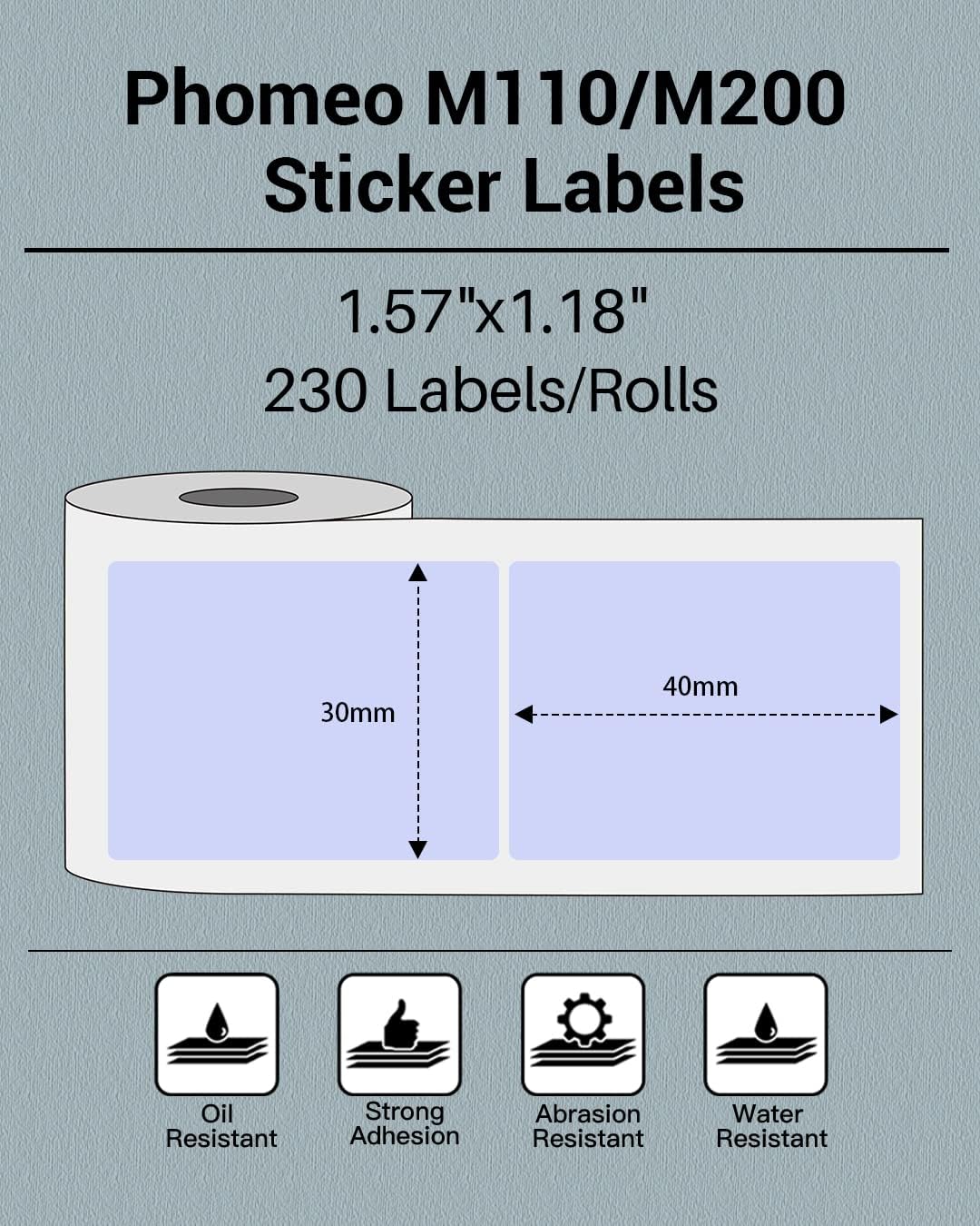 Phomemo Purple Labels, 1.57"x1.18" M110/M100/M220/M108 Thermal Stickers - Image 2