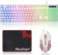 BlueFinger RGB Gaming Keyboard and Backlit Mouse Combo, USB Wired, LED Gaming Set for Laptop PC Computer Game and Work(White) by BlueFinger