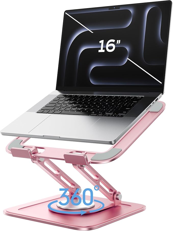 LOXP Adjustable Laptop Stand, Computer Stand with 360 Rotating Base | Ergonomic Laptop Riser Mount for Desk Foldable Protable Computer Desk Fits with MacBook Pro Air by LOXP