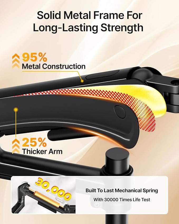 monTEK Dual Monitor Arm, Vertical Stackable 17–40" Full Motion，Black | Vertical Stackable Mechanical Spring For 17–40"Ultrawide Monitor, Hold Up To 26.4 Lbs Each, Compatible With 75/100 VESA Mount - Image 4