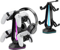 Saitake RGB Controller Holder with 9 Light Modes,Controller Stand with 2 USB Ports,Headset Stand for Desk-Headphone Holder Suitable for Xbox PS4 5 Switch Controllers Gaming Room Deco by Saitake
