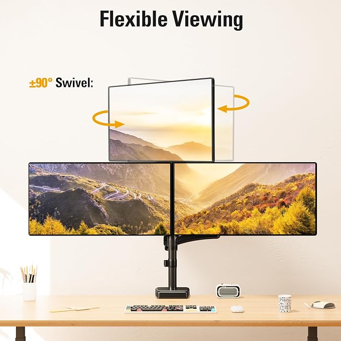 Triple Monitor Mount up to 32" Computer Screen, up to 19.8lbs Each, Adjustable 3 Monitor Stand with Clamp & Grommet Kit, Gas Spring Arm with Tilt Swivel Rotate, VESA Mount 75x75/100x100mm - Image 6