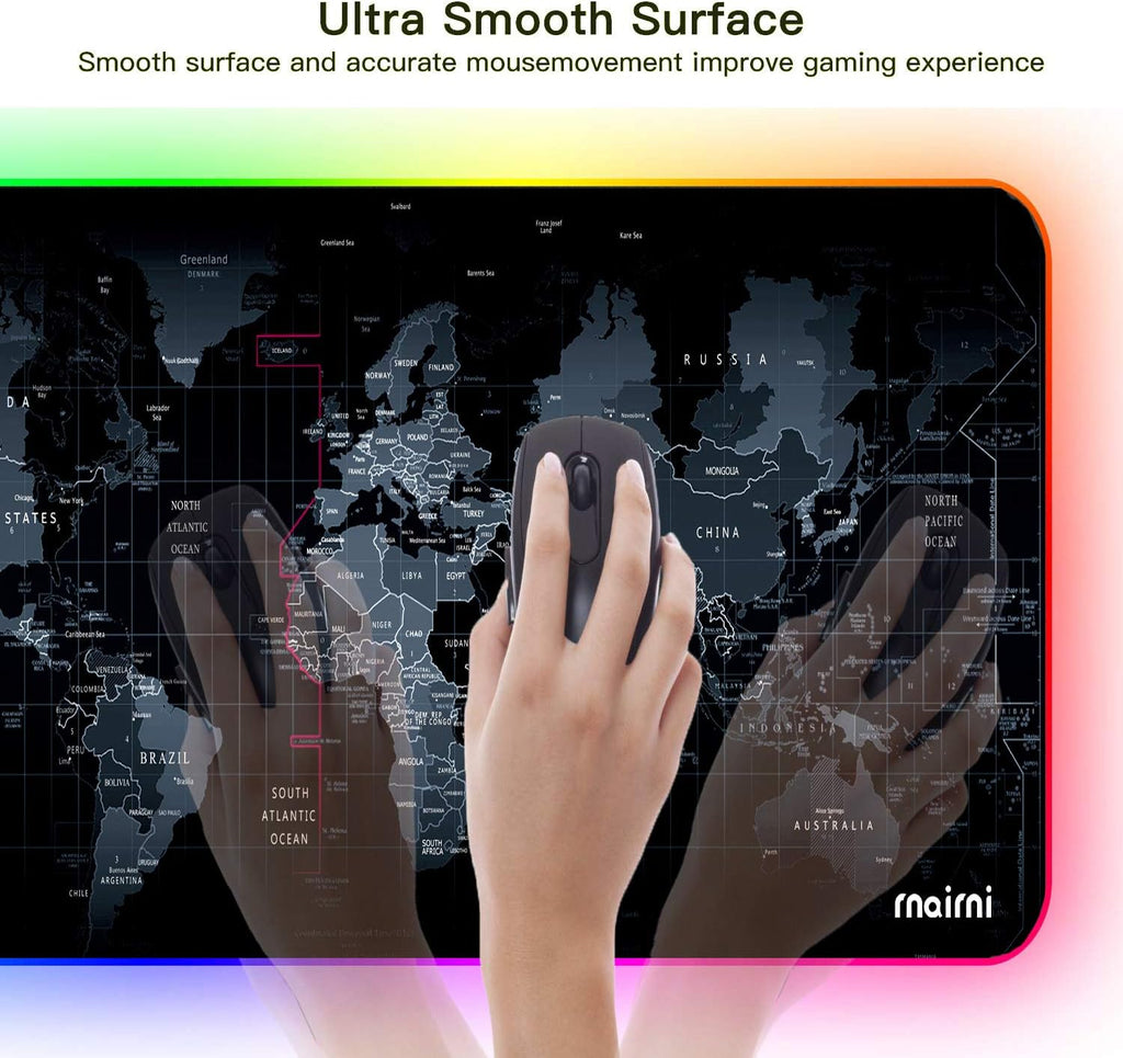 Extended RGB Gaming Mouse Pad, Extra Large Gaming Mouse Mat for Gamer, Waterproof Office Desktop Mat with 10 Lighting Mode, for PC Computer RGB Keyboard Mouse - 31.5'' x 15" x 4mm(Map) - Image 2
