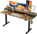 Agilestic 63 * 24 Inch Electric Standing Desk with Drawers, Rustic Brown | Electric Height Adjustable, 2 Storage Drawer, Monitor Stand, Sturdy Steel Frame, Memory Presets, Hooks, 154 lbs, Splice Board by Agilestic