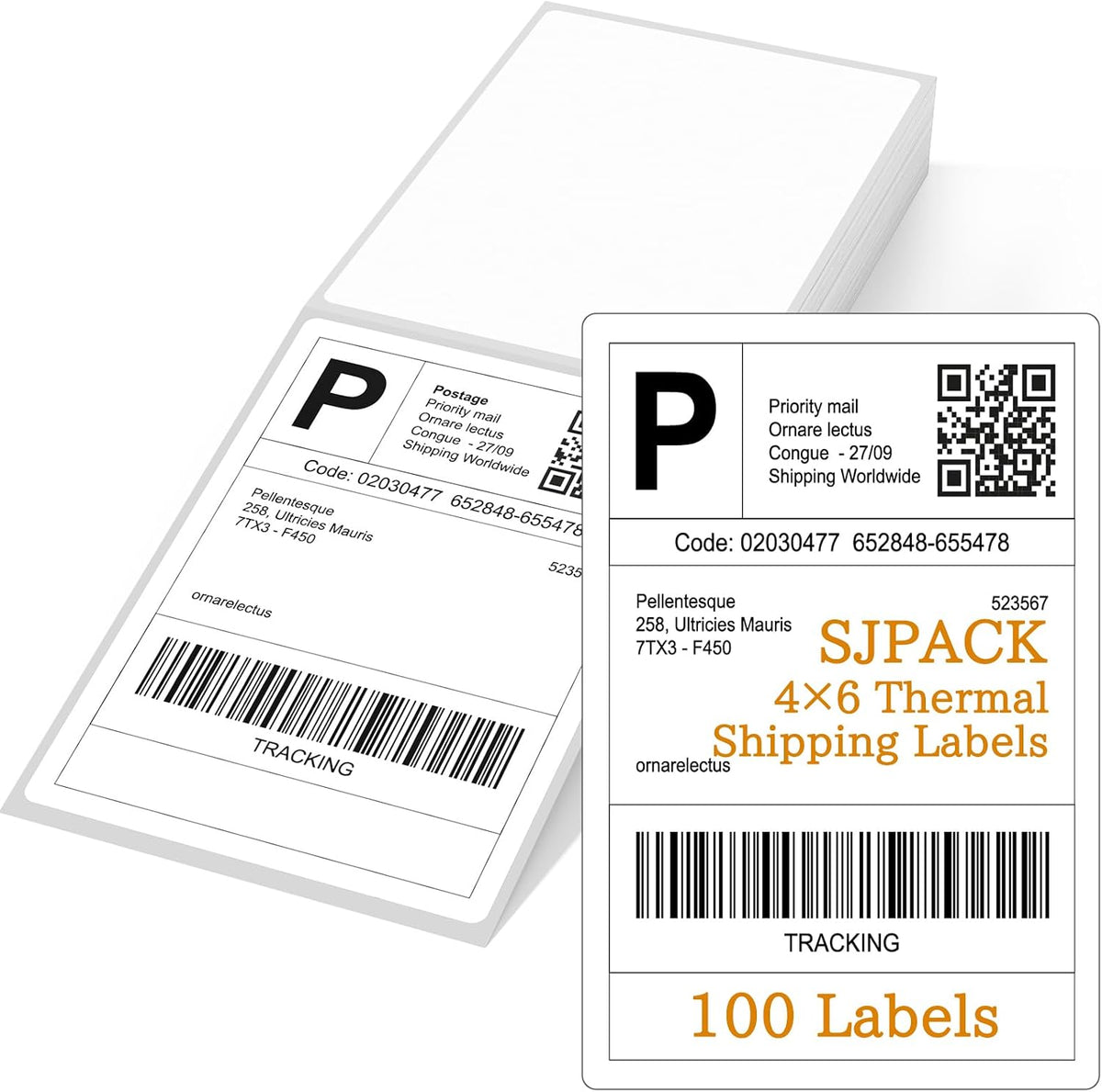 4 x 6 Fanfold Thermal Label,100 Pack Thermal Shipping Labels for FedEx by SJPACK