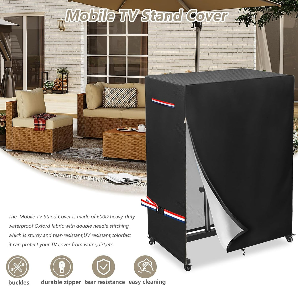 30-35 Inch Waterproof Outdoor TV Trolley Cover,Courtyard TV Cover - Image 5