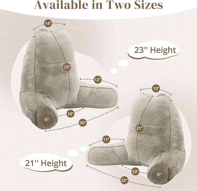 Sasttie Reading Pillow for Bed, Back Pillow for Sitting Up, Linen | 21" Backrest Support Cushion for Couch, Sofa, and Floor, Dorm Essentials, OEKO-TEX, Adjustable Down Alternative Fill - Image 2