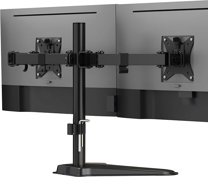 Mount-It! Dual Monitor Desk Stand Mount for 2 Screens VESA 75x75 & 100x100 | For Monitors up to 32”, Height Adjustable with Tilt, Swivel & Rotation by Mount-It