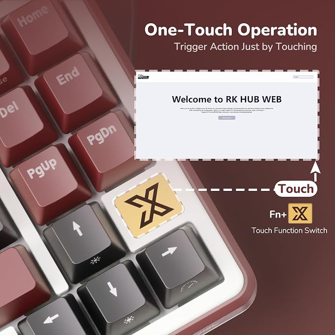 RK ROYAL KLUDGE X87 Gasket Mechanical Keyboard, 75% Wireless Gaming Keyboard with Touchable X-Plate & Volume Knob, Bluetooth/2.4GHz/Wired, Hot Swappable RGB Backlit (Red, Linear Cream Switch) - Image 4