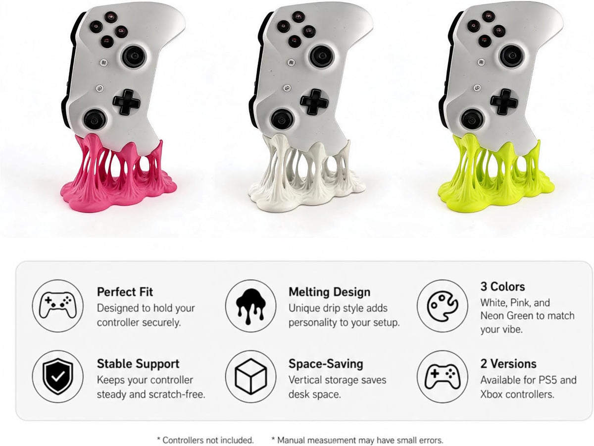 Melting Controller Holder Stand, Pink, Unique Gaming Desk Organizer Compatible with Xbox and PS5 Controllers, Fun Decorative Display (White, Compatible with Xbox Controller Version) - Image 4