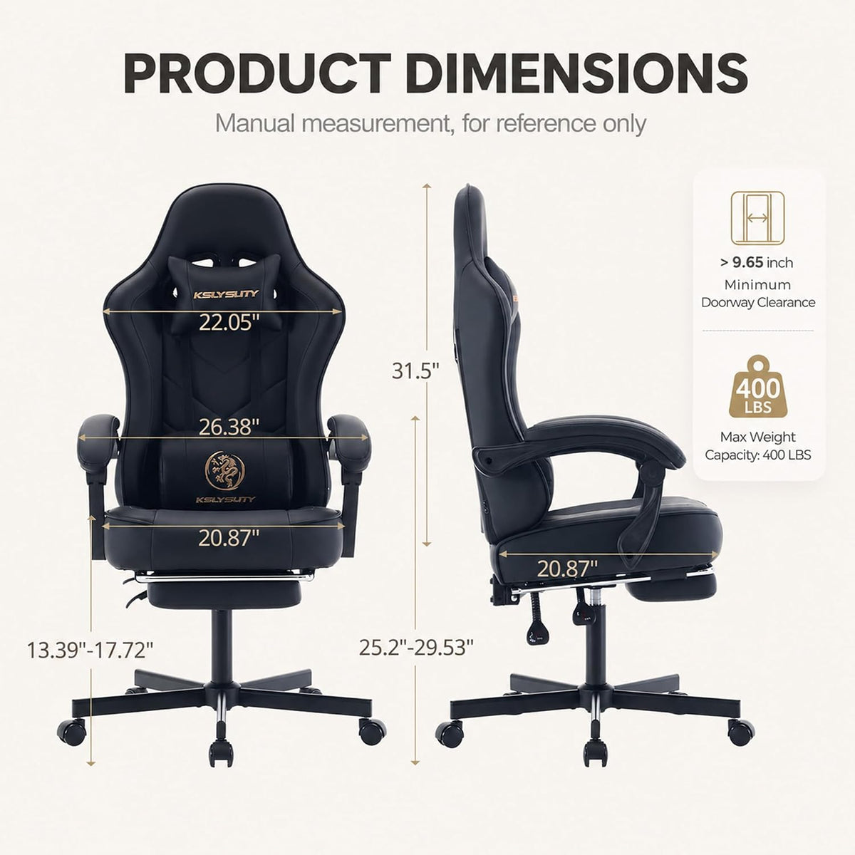 Office Desk Computer Gaming Chair for Adults, Ergonomic High Back Gamer Chair with Massage and Pocket Spring Cushion, Swivel Comfy Video Game Chairs with Footrest and Lumbar Support (Black) - Image 2