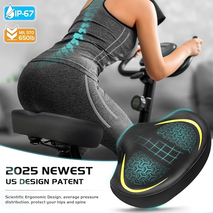 Noseless Bike Seat Cushion for Men & Women - Extra Padding & Comfort Wide Bicycle Seat, Oversized Comfortable Saddle for Peloton Bikes, Exercise Bikes, Electric Bikes, Cruiser Bikes - Image 5