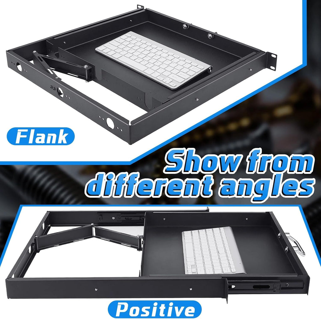 1U Rack Mount Sliding Keyboard Tray Cantilever Network Equipment Racks 19 Inch Cabinet Drawer Sliding Shelf for Server Data Music Studio Accessories - Image 5