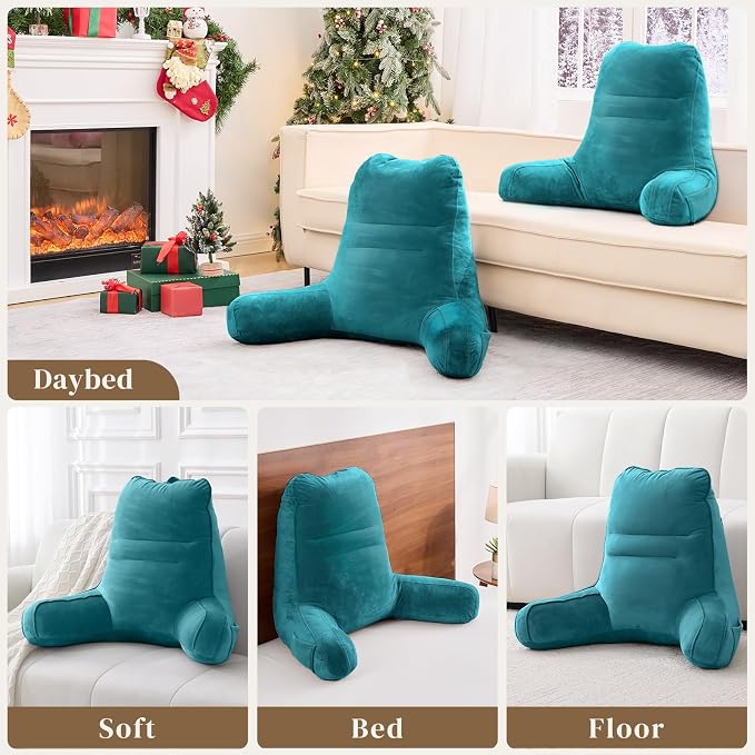 Sasttie Reading Pillow for Bed, Back Pillow for Sitting Up, Teal Blue | 23" Backrest Support Cushion for Couch, Sofa, and Floor, Dorm Essentials, OEKO-TEX, Adjustable Down Alternative Fill - Image 7