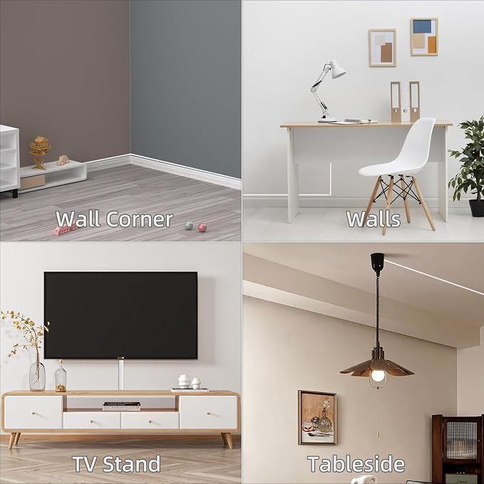 39"Flexible Cord Hider for 2-3 Cables,Side-Open Cord Cover for Wire on Wall | Self Adhesive Cable Concealer for Wall Mounted TV,Silicone Cord Raceway for Home Office Hide Wires,W 1.08"× H 0.6",White - Image 8