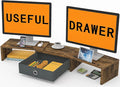 WESTREE Dual Monitor Stand Riser with Drawer, Monitor Stand Riser for 2 Monitors, Adjustable Length and Angle, 2 Solts for Phone & Tablet, Desktop Organizer Stand for Computer/Laptop/PC/Printer by WESTREE