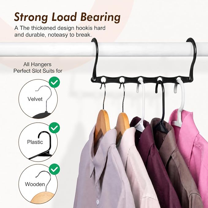 HOUSE DAY Closet Organizers and Storage 8 Pack - Black, Saving Closet Space | Space Saver Hanger Organizer, Closet Organization for Dorm, Apartment, Dorm Room Essentials for Grouping Clothes - Image 7
