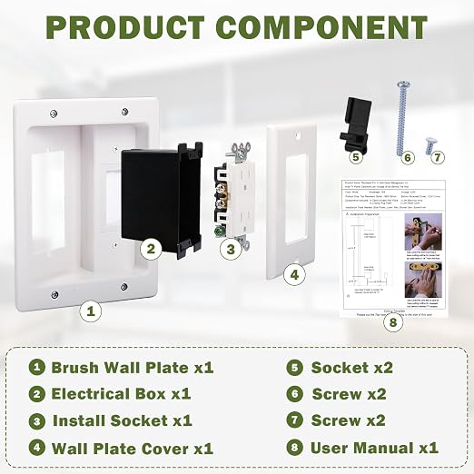 Wall Cable Concealer Management Box Recessed Outlet Wall Mount Behind TV | Cable Management Recessed Outlet Kit in Wall TV Connection Kit Hides Power Cables & Low Voltage Wires Fits All Plugs - Image 3