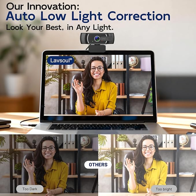 4K Webcam with Microphone for PC & Streaming Computer Camera | PDAF autofocus, dual noise-canceling mics & low-light correction. Best usb hd webcam for mac, laptop and smooth streaming. - Image 5