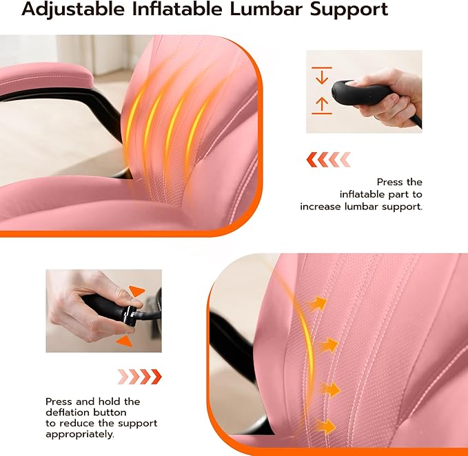 Ylzyxal Office Desk Chair, Ergonomic Computer Chair with Padded Flip-Up Arms and Adjustable Lumbar Support, PU Leather Executive Chair with Tilt Lock and 360° Swivel Rolling Wheels for Work, Study - Image 3