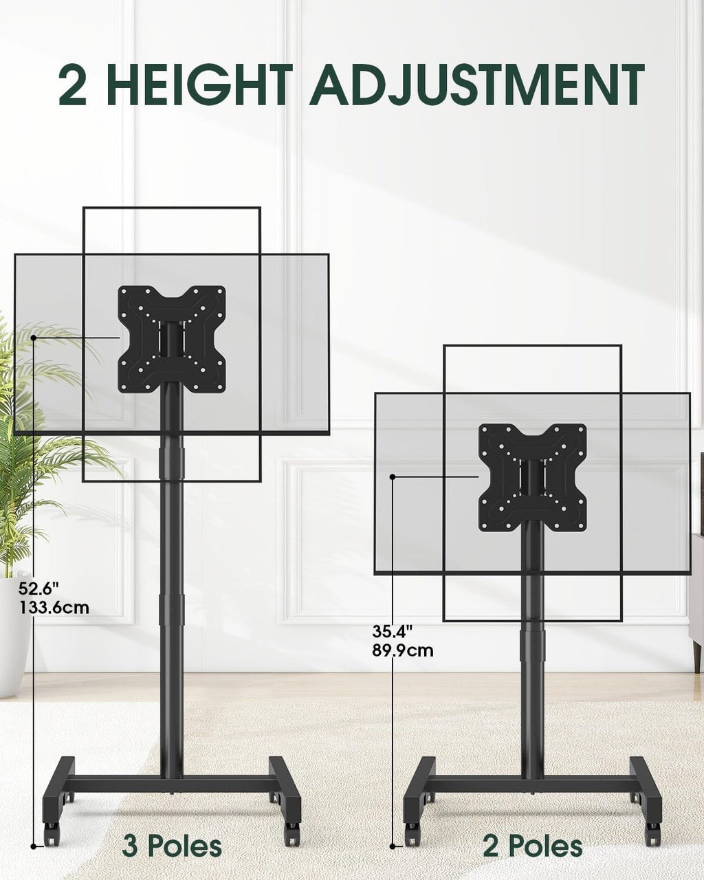 Mobile Rolling TV Stand on Wheels for 13-50 inch Screens, Black - Image 6
