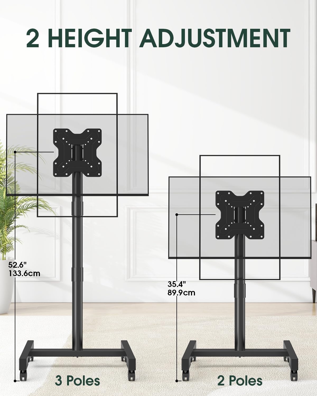 Mobile Rolling TV Stand on Wheels for 13-50 inch Screens, Black - Image 6