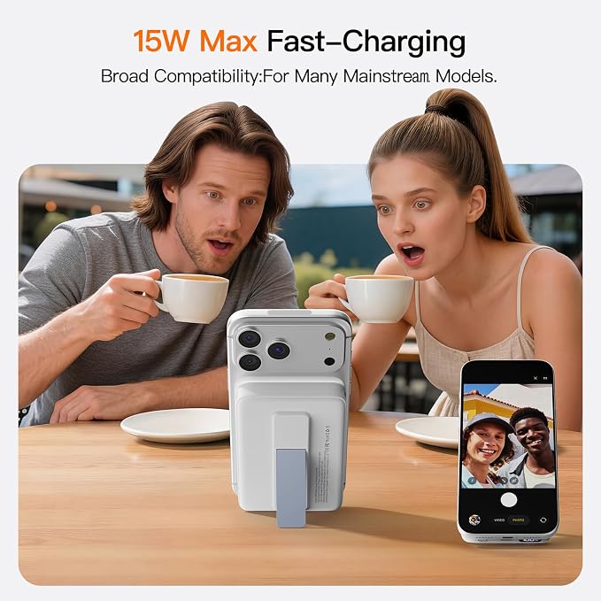 Magnetic Portable Charger 10000mAh, 22.5W Power Bank with Built in Cable | Foldable Stand,20W Fast Charging for Magsafe Battery Pack with LED Display, Travel Essential for iPhone 17/16/15/14/13/12 Pro - Image 2