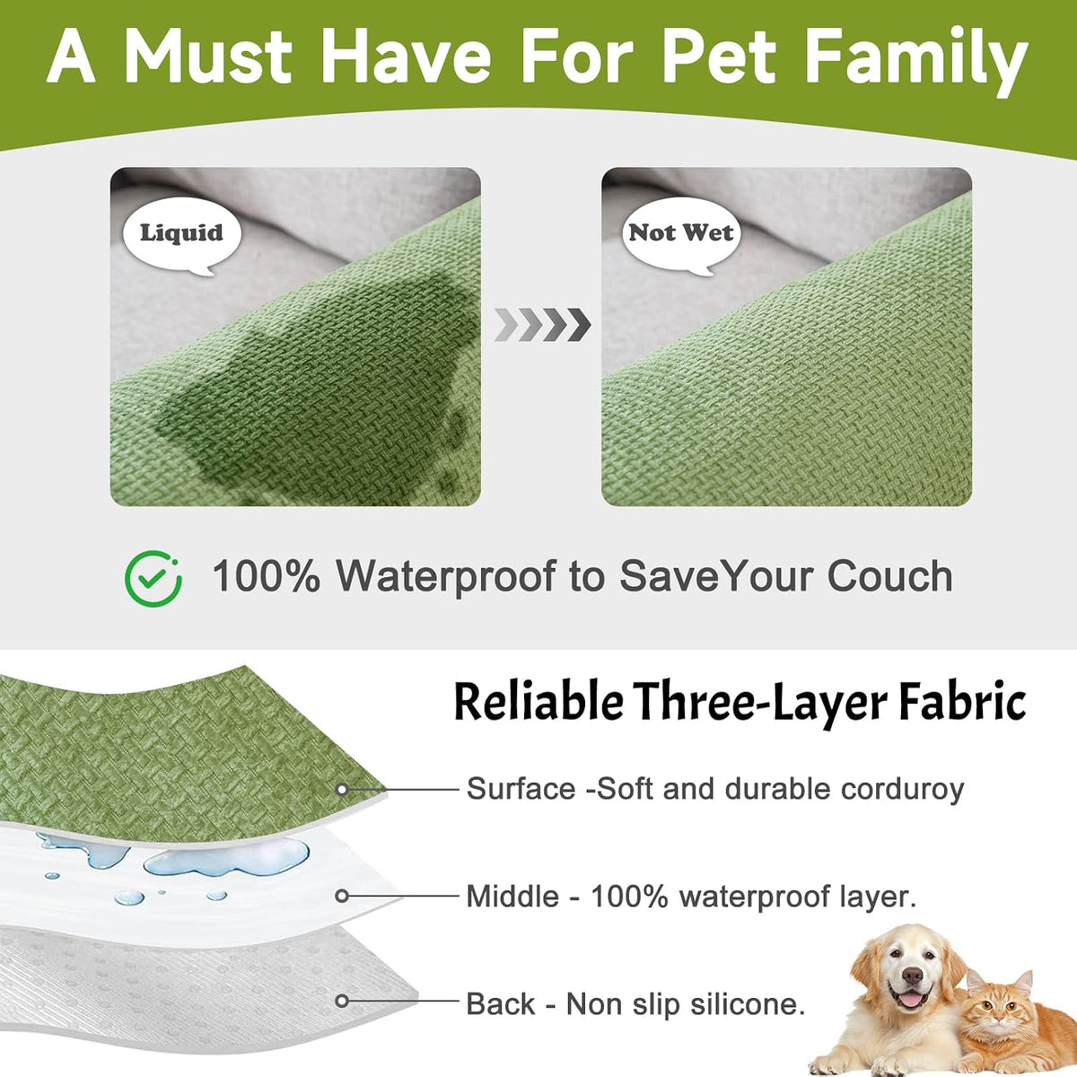 Couch Arm Covers, Sofa Arm Cover, Anti-Slip Waterproof Armrest Covers, Pet Proof Armrest Protectors for Couch Loveseat Armchair Headrest, Arm Chair Covers Set of 2 (Light Green, 24" x 20" - 2 pcs) - Image 2