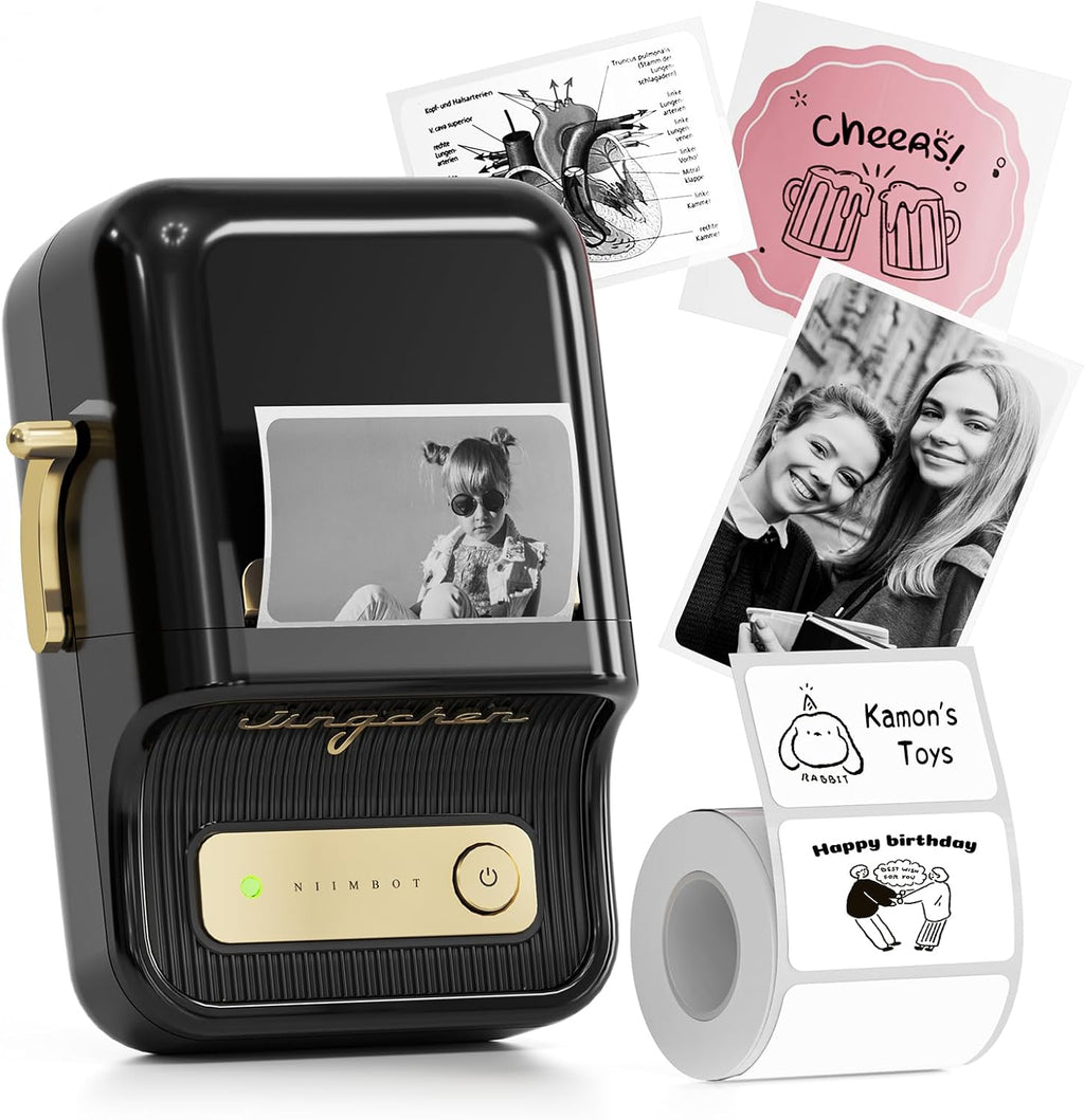 NIIMBOT B21 Label Maker, 2 Inch Bluetooth Sticker Printer with Tape, Black by NIIMBOT