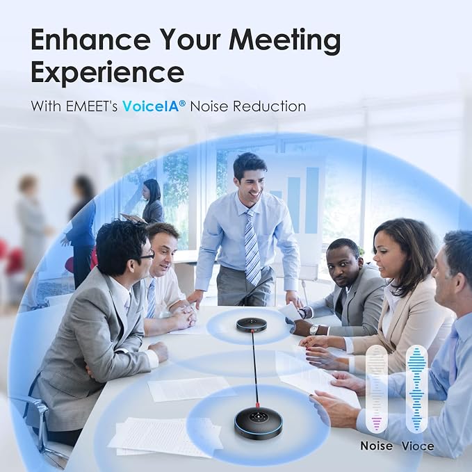 EMEET M220 Bluetooth Speaker, Daisy Chain/Use Alone up to 16 attendees | Professional Wireless Speakerphone 360°Voice Pick-up 8 AI Noise Cancellation Mics Skype Speakerphone for Conference Calls - Image 3
