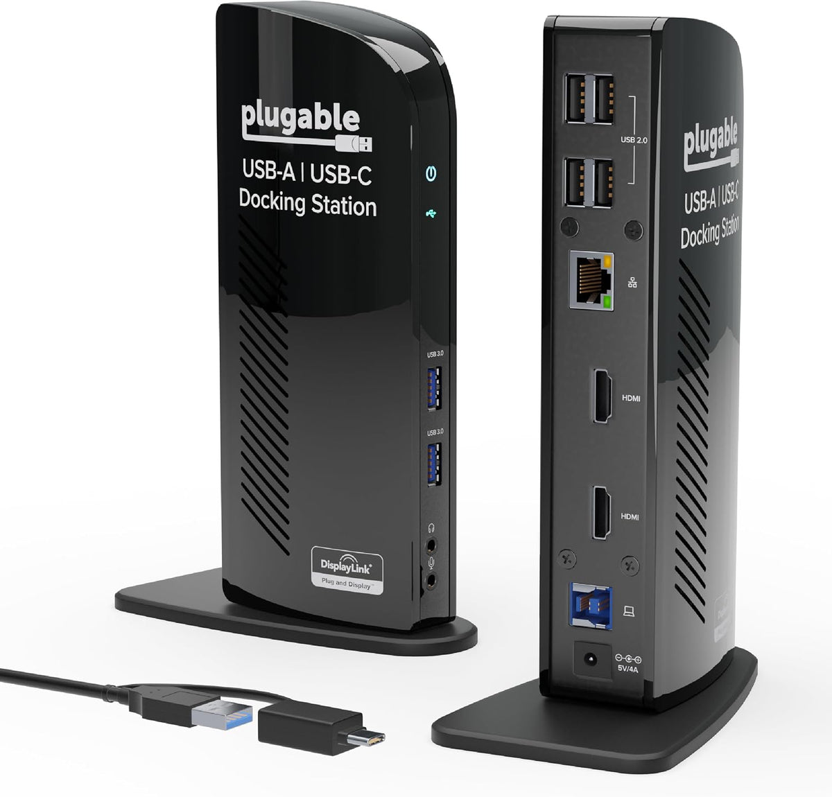 Plugable USB 3.0 Universal Laptop Docking Station, Dual HDMI Monitor by Plugable
