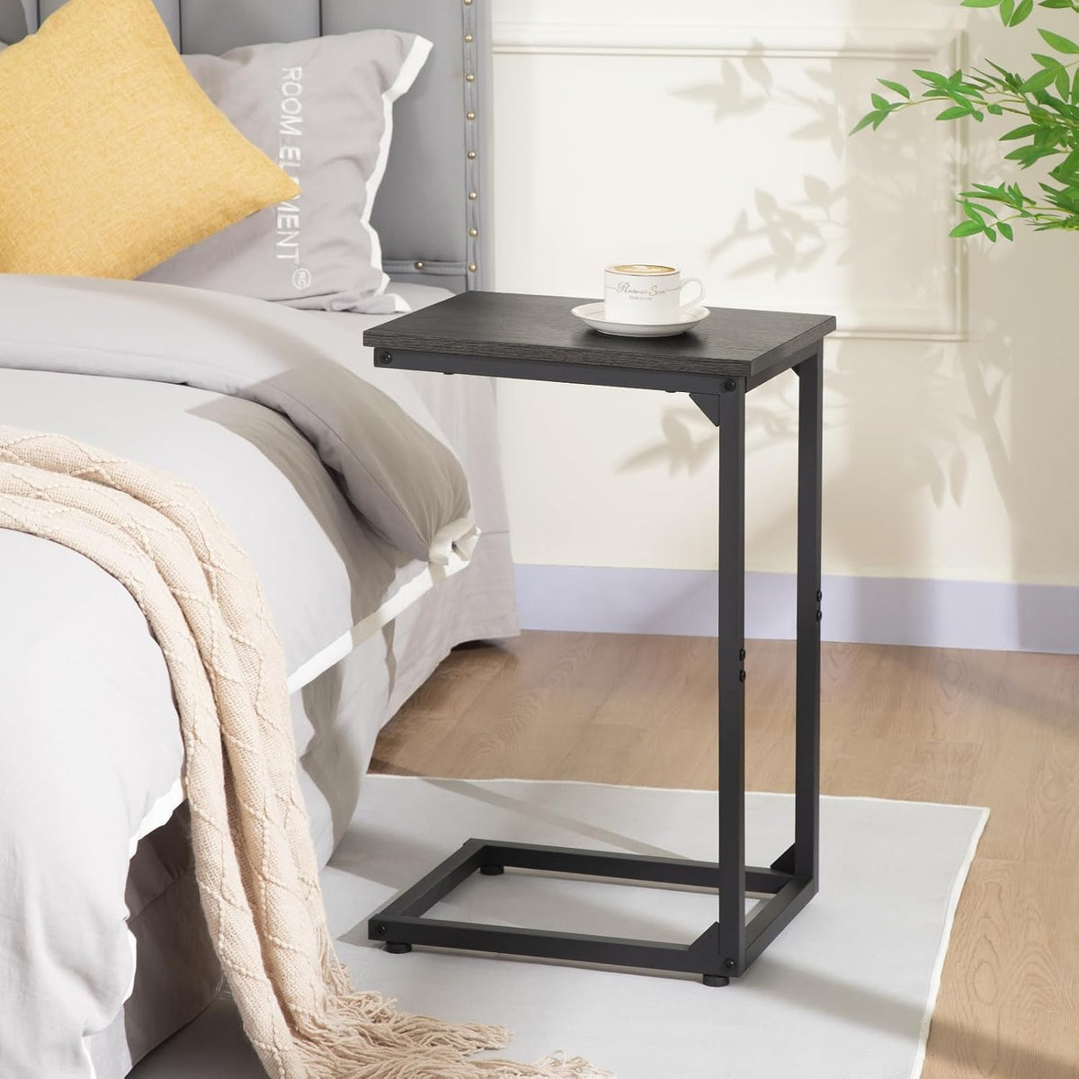 AMHANCIBLE C Shaped End Table Set of 2, Couch Side Table That Slide Under - Image 2