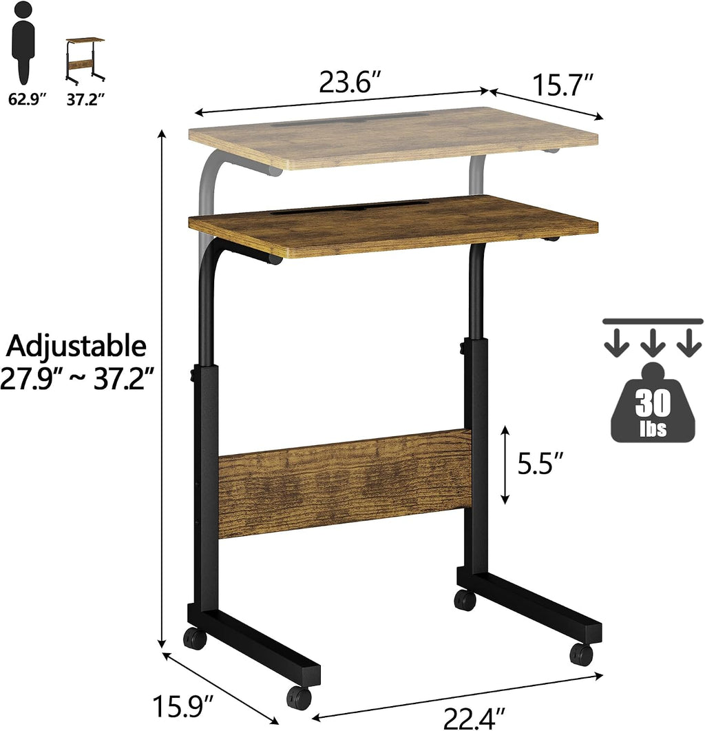 Klvied Adjustable Mobile Laptop Stand, Walnut - Image 3